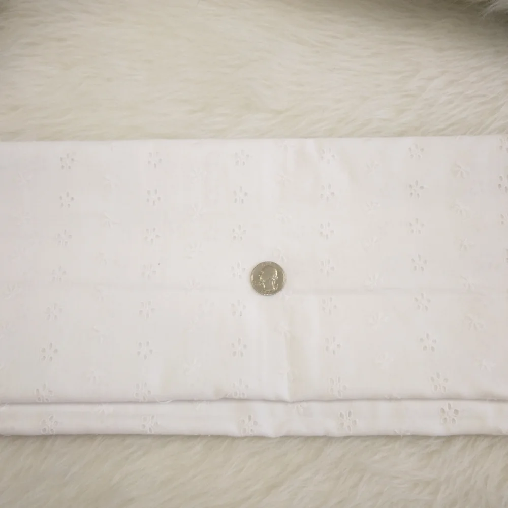FABRIC White Eyelet Fabric, remnant 26 inches by 44 inches